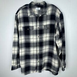 Old Navy Double Brushed Buffalo Black White Plaid Flannel Shirt Men Size 4XLTall